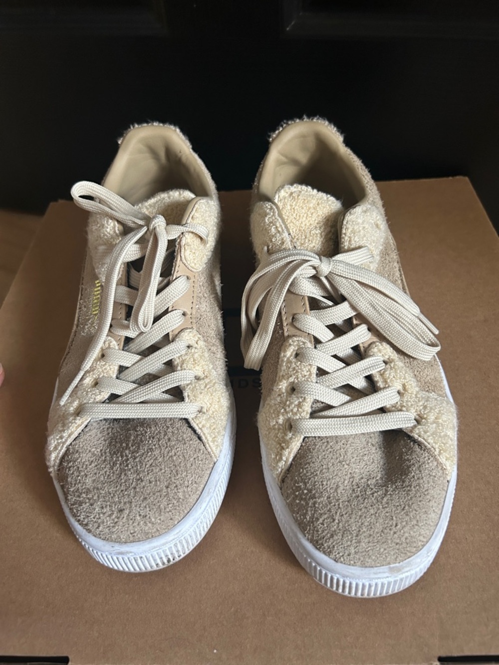 Puma Beige Suede Cream Low-Top Sneakers
